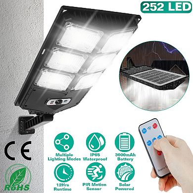 Solar Wall Light with 252 LEDs, PIR Motion Sensor & Remote, IP65 Waterproof Outdoor Security Lamp