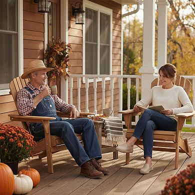 Folding Adirondack Chair Set of 2, Hemlock Wood Outdoor & Patio Seating