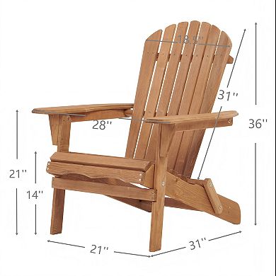 Folding Adirondack Chair Set of 2, Hemlock Wood Outdoor & Patio Seating