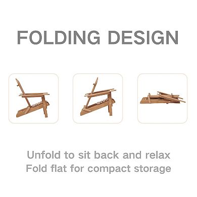 Folding Adirondack Chair Set of 2, Hemlock Wood Outdoor & Patio Seating
