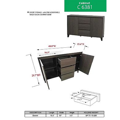 Kings Brand Furniture Wood Buffet Server Cabinet Console Table, Oak Gray