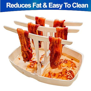 Microwave Bacon Cooker Tray with Rack Non-Stick, Holds 12 Strips, Dishwasher Safe