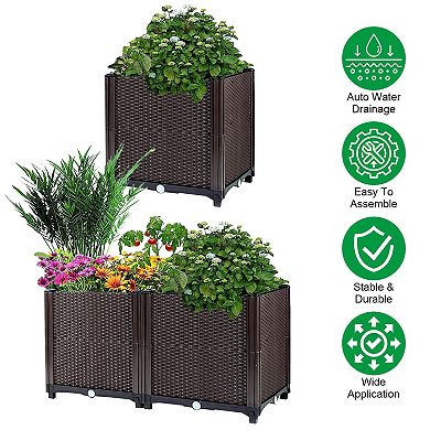 Raised Garden Bed with Self-Watering System, Elevated Planter Box for Vegetables, Herbs & Flowers