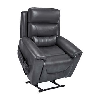 Faux Leather Dual Motor 350LB Power Lift Recliner with 8-Point Vibration Massage & Lumbar Heating