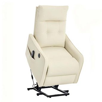 PU Leather Single Motor Power Lift Recliner Chair with Massage and Heat and One USB for Charging