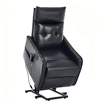 PU Leather Single Motor Power Lift Recliner Chair with Massage and Heat and One USB for Charging