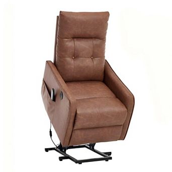 PU Leather Single Motor Power Lift Recliner Chair with Massage and Heat and One USB for Charging