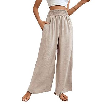 Womens Wide Leg Pants Casual Flowy Elastic Waist Palazzo Pant Dressy Long Lounge