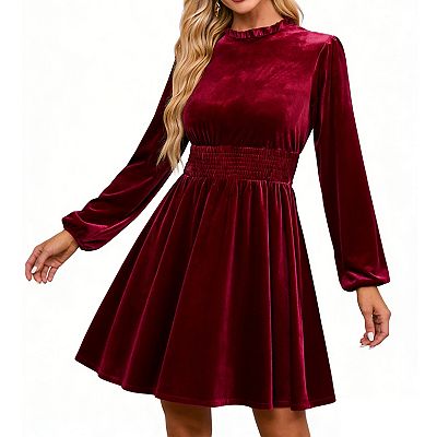 green emerald velvet dress PRETTYGARDEN Womens Long Sleeve Mini Dress Fall Crewneck Ribbed Knit S main image 0