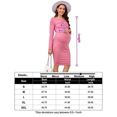 Womens Maternity Long Sleeve Dress Cut Out Bodycon Dress