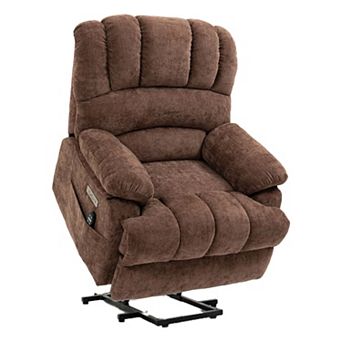 Large Size Chenille Power Lift Recliner Chair with 8 Point Vibration Massage and Lumbar Heating