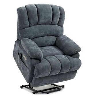 Large Size Chenille Power Lift Recliner Chair with 8 Point Vibration Massage and Lumbar Heating
