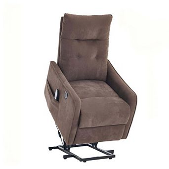 Chenille Power Lift Recliner Chair with Massage and Heat Heavy Duty Motion Mechanism and USB Ports