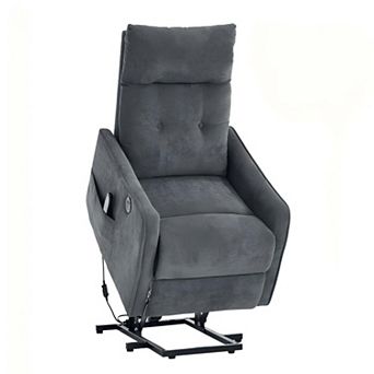 Chenille Power Lift Recliner Chair with Massage and Heat Heavy Duty Motion Mechanism and USB Ports