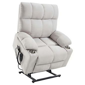 Dual Motor Infinite Position Up to 350 LBS Chenille Power Lift Recliner Chair with Dual Cup Holders