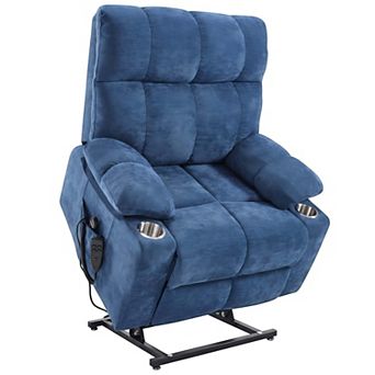 Dual Motor Infinite Position Up to 350 LBS Chenille Power Lift Recliner Chair with Dual Cup Holders