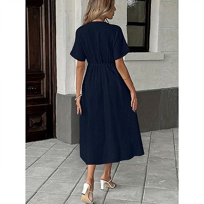 v neck casual short sleeve maxi dresses PRETTYGARDEN Women's Summer Maxi Dress Casual Wrap Floral Boho Short S