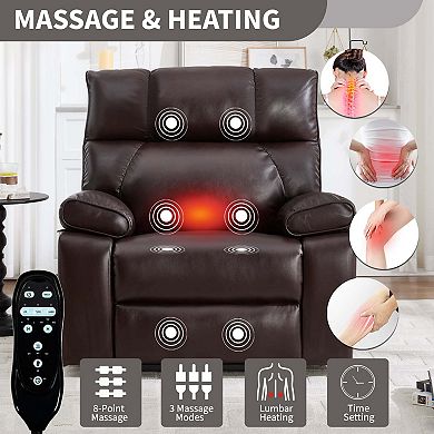 Heat Massage Dual Motor Large Electric Power Lift Recliners with Hidden Cup Holders & Power-Remote