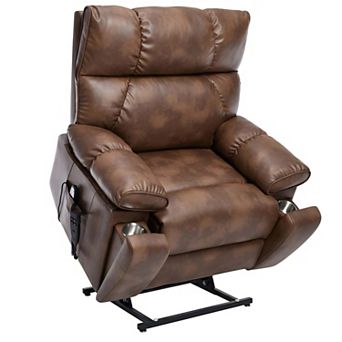 Heat Massage Dual Motor Large Electric Power Lift Recliners with Hidden Cup Holders & Power-Remote