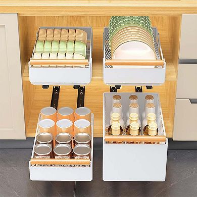 IDEALHOUSE Telescopic Slide Out Cabinet Drawer with Tray