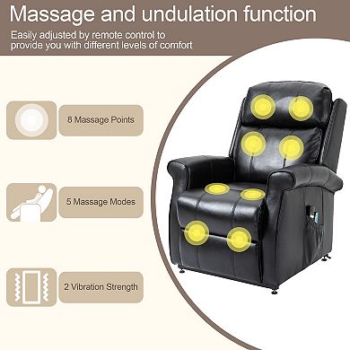 Elderly Power Lift Recliner 8-Point Massage Reclining Chair with Side Pocket and Remote Control