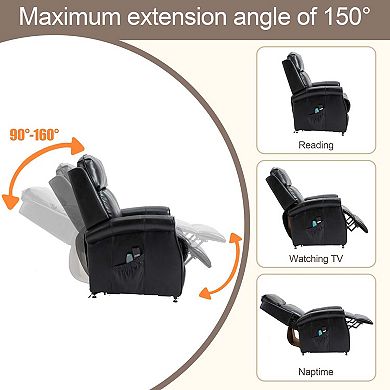 Elderly Power Lift Recliner 8-Point Massage Reclining Chair with Side Pocket and Remote Control