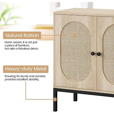 IDEALHOUSE Rattan Door Sideboard Cabinet with Storage