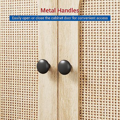 IDEALHOUSE Rattan Door Sideboard Cabinet with Storage