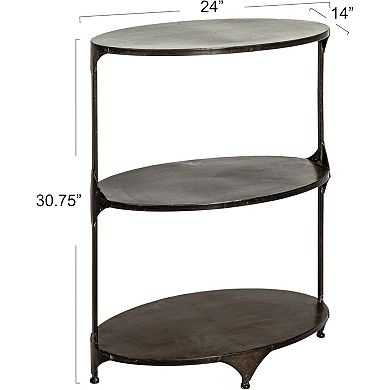 Oval Metal 3-Tier Shelf and Side Table
