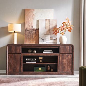 70" Modern TV Stand with 2 Drawers & 2 Doors, Wood Entertainment Center for TVs Up to 80"