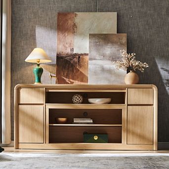 70" Modern TV Stand with 2 Drawers & 2 Doors, Wood Entertainment Center for TVs Up to 80"