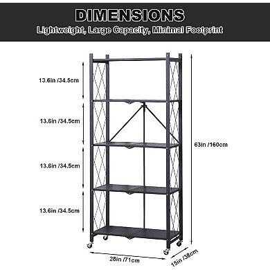 IDEALHOUSE 5 Tier Heavy Duty Foldable Storage Shelving Unit