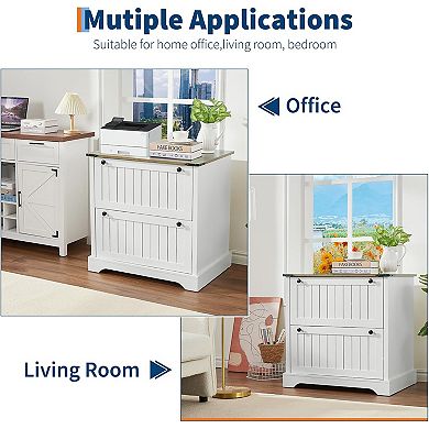 IDEALHOUSE Farmhouse 2-Drawer Lateral Filing Cabinet