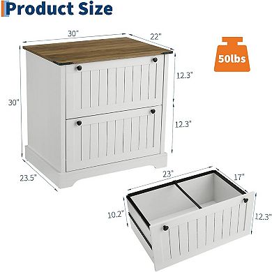 IDEALHOUSE Farmhouse 2-Drawer Lateral Filing Cabinet