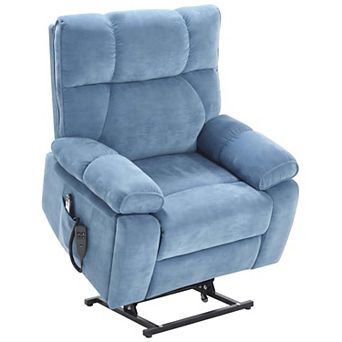 Heat Massage Dual Motor 350 LBS Large Electric Chenille Power Lift Recliners w/ Hidden Cup Holders