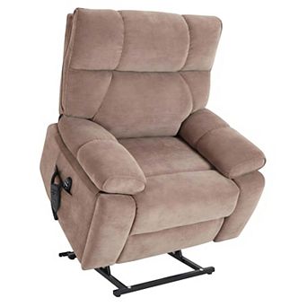 Heat Massage Dual Motor 350 LBS Large Electric Chenille Power Lift Recliners w/ Hidden Cup Holders