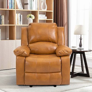 Heavy Duty Faux Leather 8-Point Massage Glider Recliner with Remote Control and Side Pocket