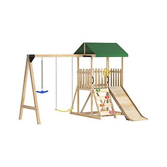 Outdoor Wooden All-In-One Swing Set Equipment