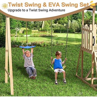 Outdoor Wooden All-In-One Swing Set Equipment