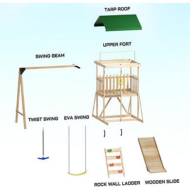 Outdoor Wooden All-In-One Swing Set Equipment