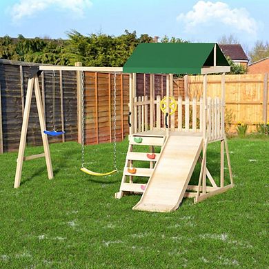 Outdoor Wooden All-In-One Swing Set Equipment