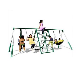 Metal Swing Set with Swings and Climbing Net