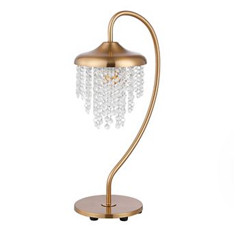 21" Modern Plating Bronze Crystal Table Lamp for Bedroom and Office