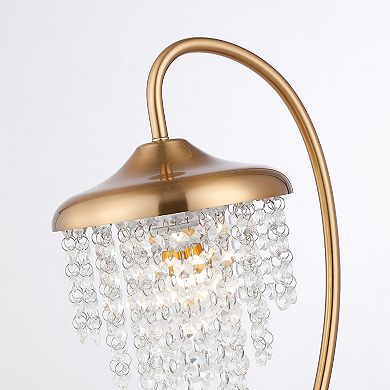 21" Modern Plating Bronze Crystal Table Lamp for Bedroom and Office