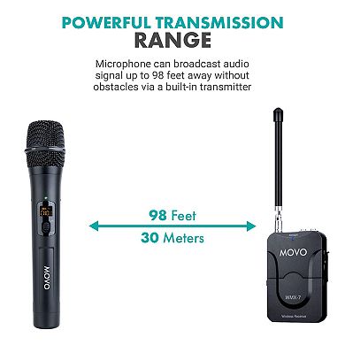Movo WMX-7-TH-RX VHF Handheld Wireless Microphone System for Cameras