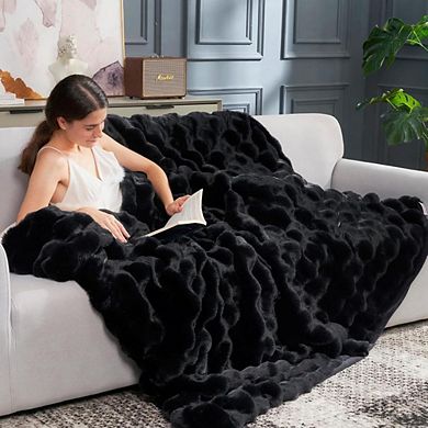 Soft Plush Bubble Throw Blanket