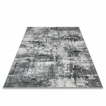 Neutral Abstract Washable Area Rug with Non-Slip Backing for Living Room Bedroom