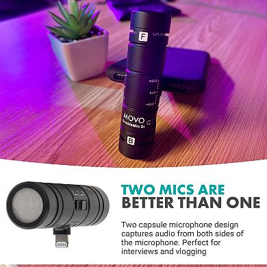 Movo DoubleMic-DI Dual Capsule Microphone for iPhone