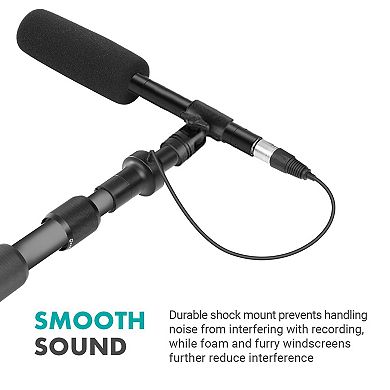 Movo Boom Mic Bundle - Shotgun Microphone with Telescoping Boom Pole and XLR Cable