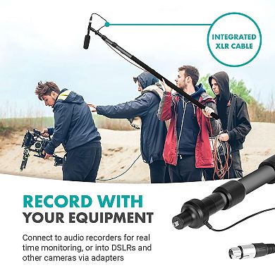 Movo Boom Mic Bundle - Shotgun Microphone with Telescoping Boom Pole and XLR Cable